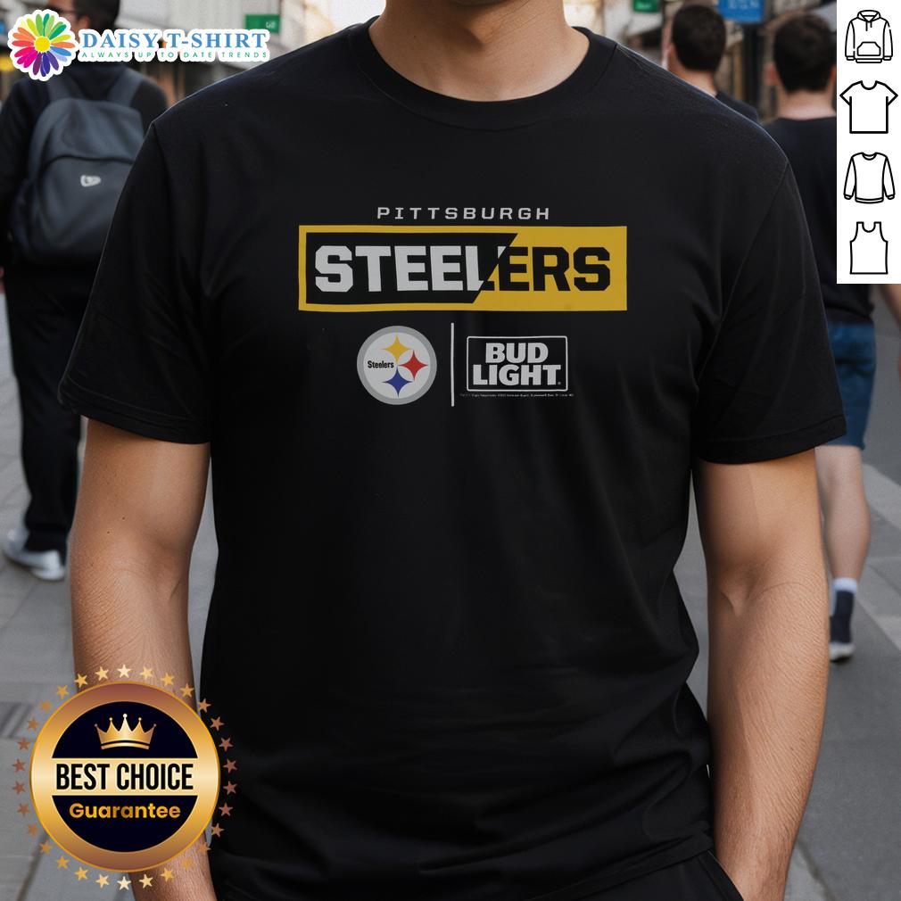 Good Bud Light Pittsburgh Steelers Team T-Shirt featuring team logo and vibrant colors for fans and game day wear.