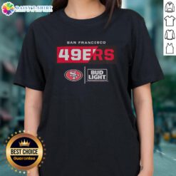 Alt Text: Good Bud Light San Francisco 49ers Team Ladies Tee featuring vibrant team colors and logo for female fans.