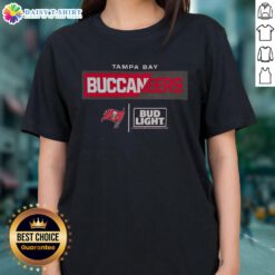 Good Bud Light Tampa Bay Buccaneers team ladies tee featuring vibrant team colors and logo, perfect for game day.