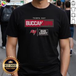 Good Bud Light Tampa Bay Buccaneers team t-shirt featuring vibrant colors and official logo, perfect for fans.