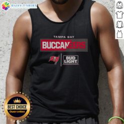 Good Bud Light Tampa Bay Buccaneers team tank top featuring logo and vibrant colors for fans and sports enthusiasts.