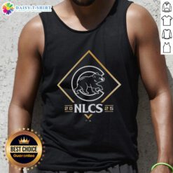 Good Chicago Cubs NLCS Bound 2025 tank top featuring team colors and logo, perfect for Cubs fans and summer wear.