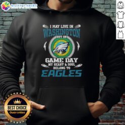 Alt Text: Philadelphia Eagles hoodie showcasing loyalty, perfect for game day, despite living in Washington.