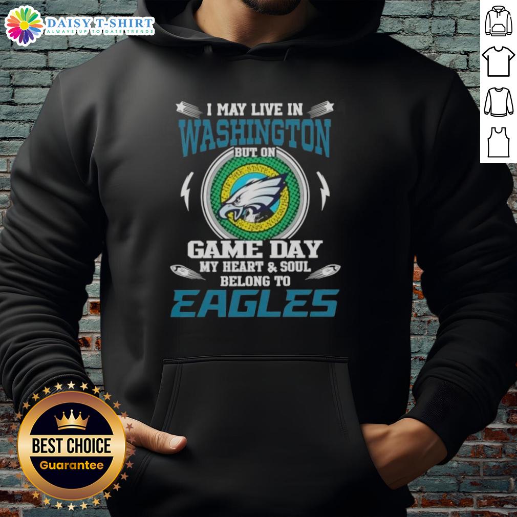 Alt Text: Philadelphia Eagles hoodie showcasing loyalty, perfect for game day, despite living in Washington.
