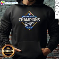Los Angeles Dodgers 2025 National League Champions diamond logo hoodie, showcasing team spirit and style.