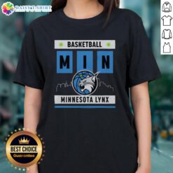 Good Minnesota Lynx Basketball Skyline Ladies Tee featuring team colors and logo, perfect for fans and casual wear.