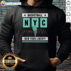 Good New York Liberty basketball skyline hoodie featuring vibrant team colors and iconic city skyline design.