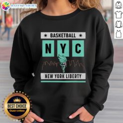 Good New York Liberty basketball skyline sweatshirt featuring vibrant team colors and iconic city skyline design.