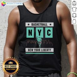 Good New York Liberty basketball skyline tank top featuring vibrant team colors and a stylish design for fans.
