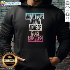 Person wearing a Good-Not-In-Your-Mouth-None-Of-Your-Business Trans Flag Hoodie in a vibrant setting.