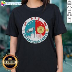 Philadelphia Eagles ladies tee featuring a stylish skyline design for dedicated fans of the NFL team.