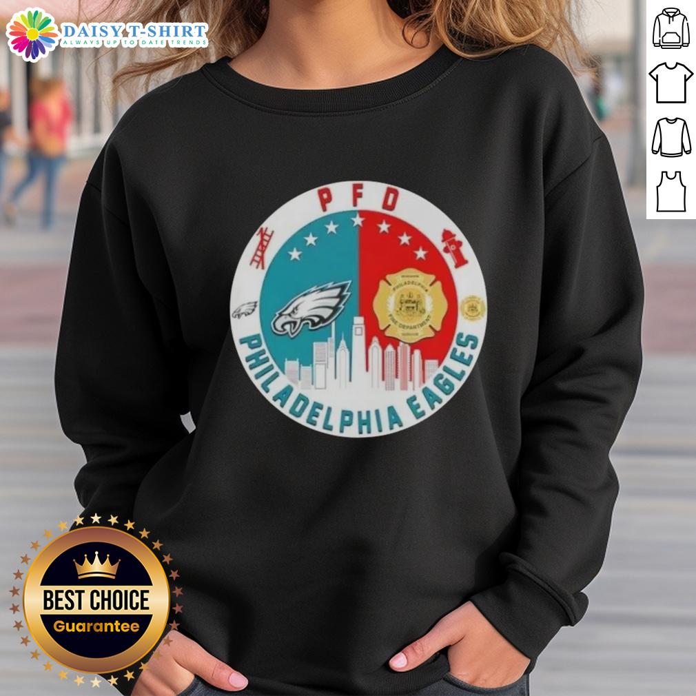 Alt Text: Philadelphia Eagles skyline sweatshirt featuring a stylish design, perfect for fans supporting their team.