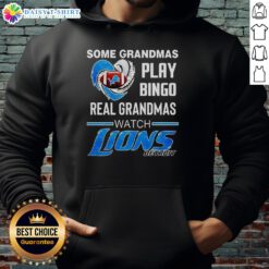 Cozy hoodie with 'Real Grandmas Watch Detroit Lions Football' design, perfect for NFL fans and grandma supporters.