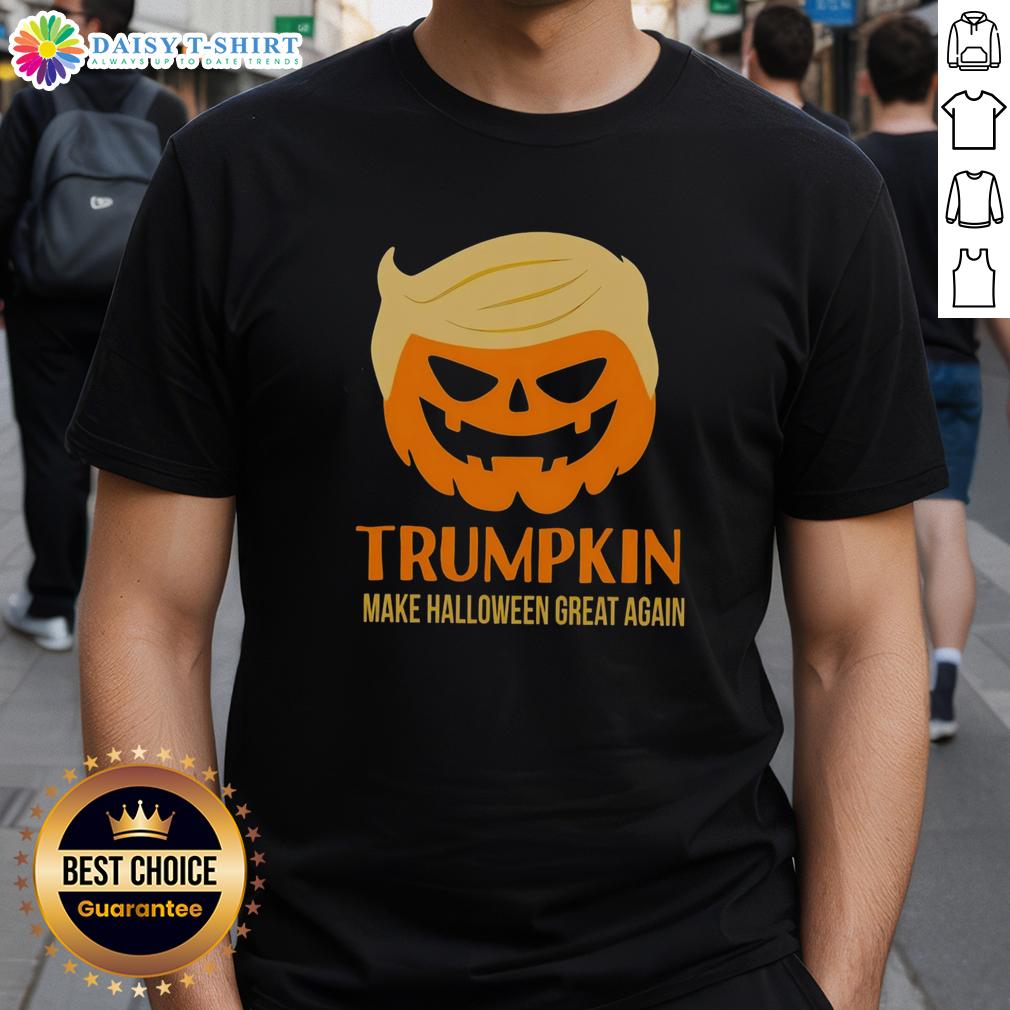 Good Trumpkin Make Halloween Great Again MAGA T-Shirt featuring a playful pumpkin design for festive supporters.