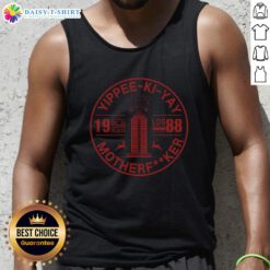 Good Yippee Ki Yay Showdown Motherf*cker tank top featuring bold graphic design and casual style for trendy outfits.
