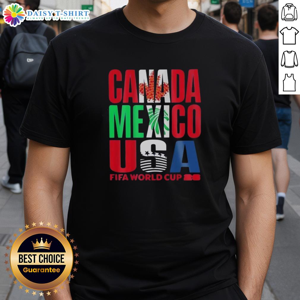 Hot Canada Mexico USA FIFA World Cup 2026 T-Shirt featuring vibrant design, perfect for soccer fans celebrating the tournament.