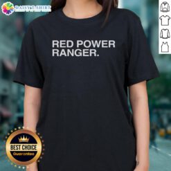Hot Red Power Ranger Indiana Hoosiers ladies tee featuring vibrant design and comfortable fit for fans.