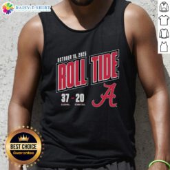 Hot Roll Tide Score 37-20 Alabama Crimson Tide vs Tennessee Volunteers 2025 tank top featuring vibrant team colors.