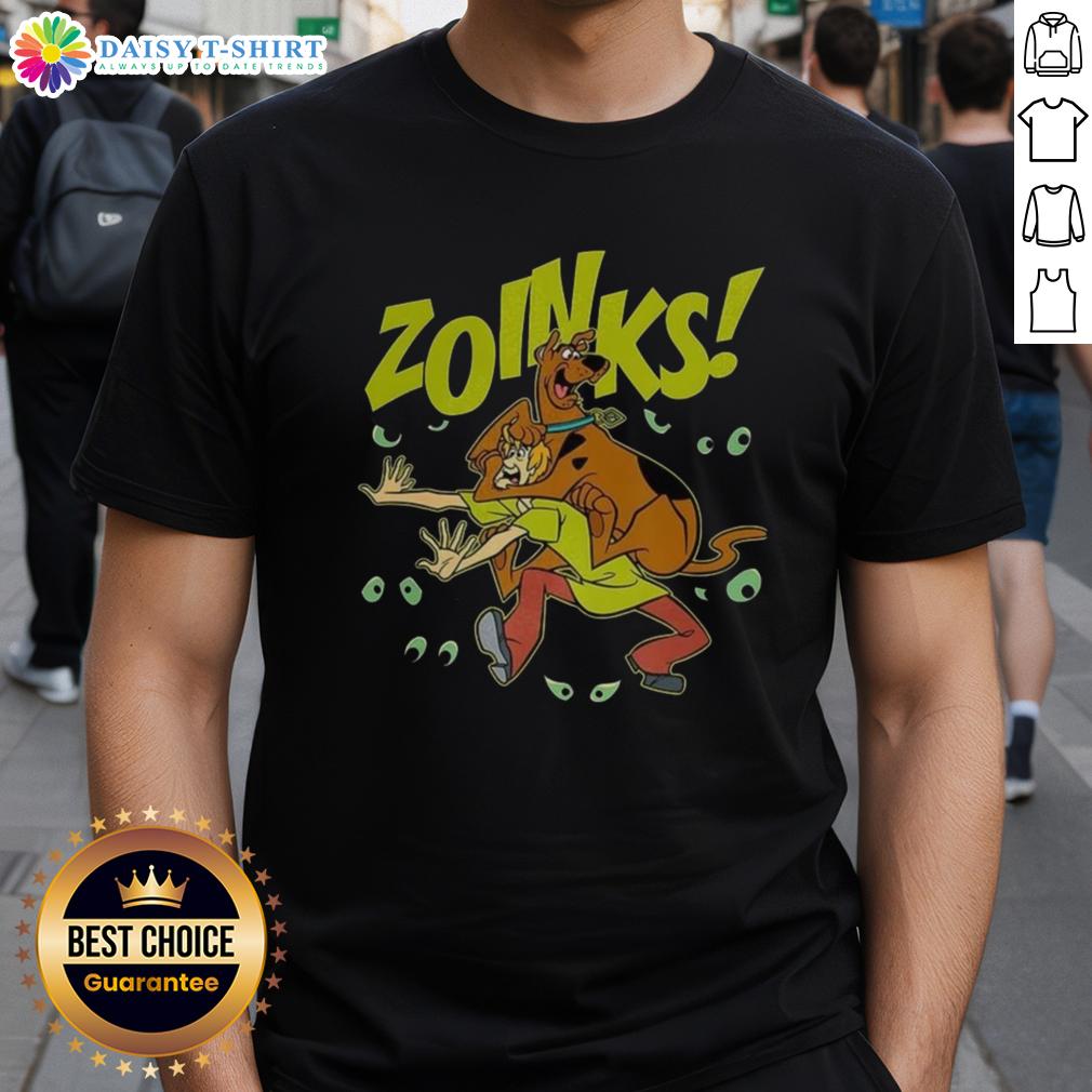 Hot Scooby-Doo and Shaggy Rogers vintage cartoon Zoinks T-shirt featuring colorful graphics and classic design.