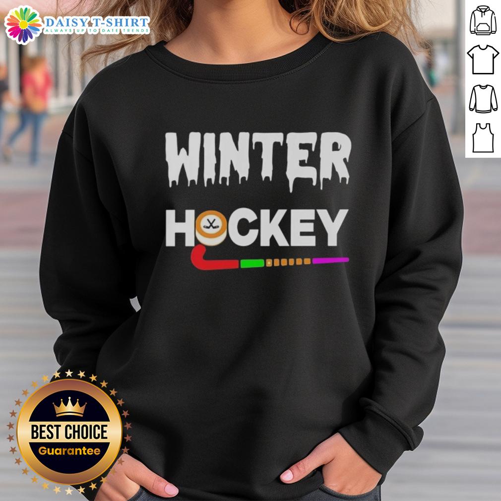 Hot Winter Hockey Logo Sweatshirt featuring a bold design and cozy fabric, perfect for winter sports enthusiasts.