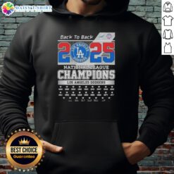 Back-to-back Los Angeles Dodgers National League Champions hoodie for 2025, showcasing team pride and championship spirit.
