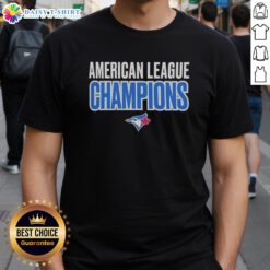 2025 Toronto Blue Jays American League Champions logo t-shirt featuring vibrant graphics and team colors.