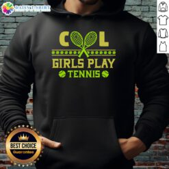 Nice cool girls play tennis wearing stylish hoodies, showcasing athletic fashion and teamwork on the court.