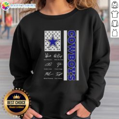 Nice Dak Prescott and Dallas Cowboys players US flag signatures sweatshirt showcasing team pride and style.