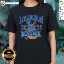 2025 National League Champions celebration with Nice Dodgers baseball ladies tee design, showcasing team spirit and pride.