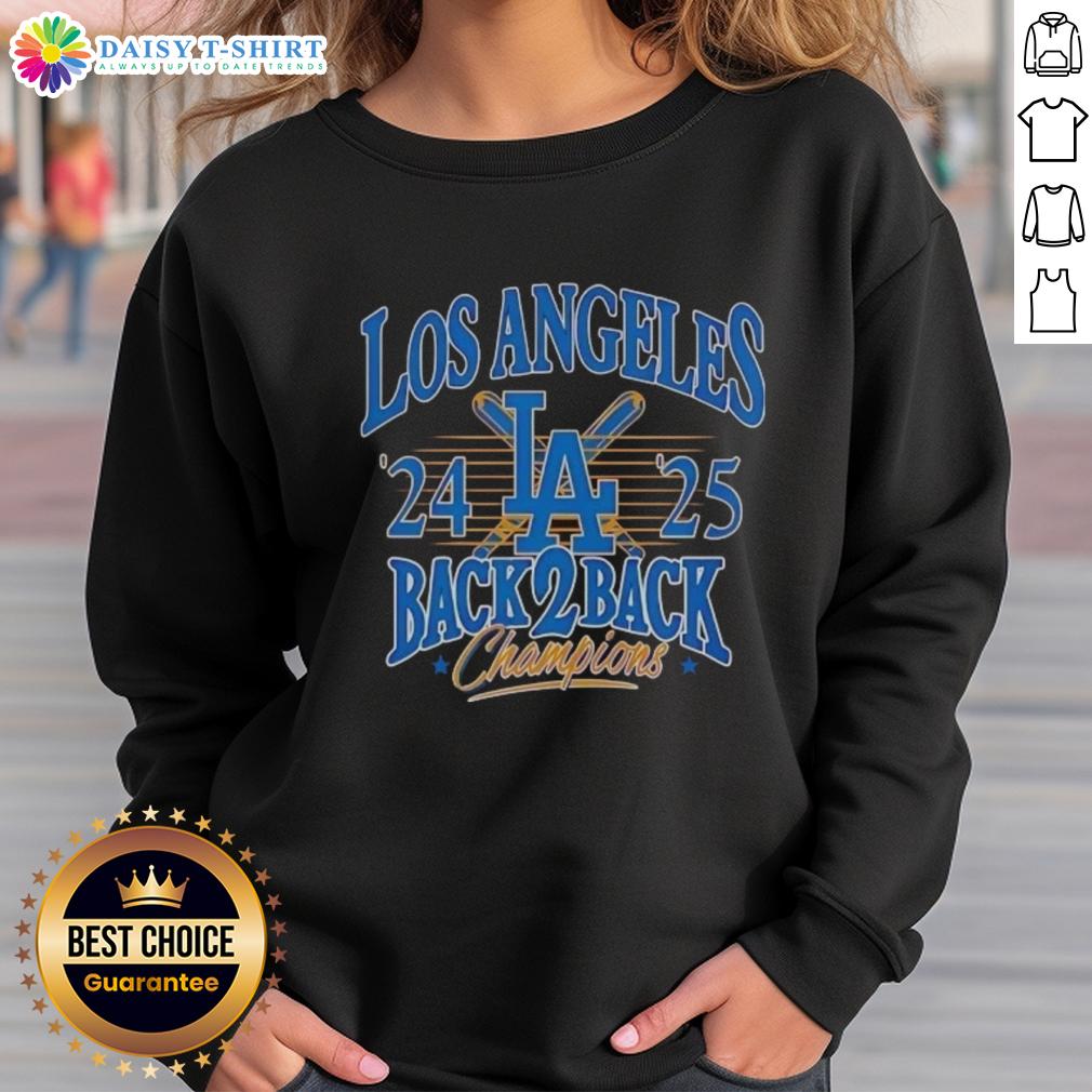 2025 National League Champions celebration sweatshirt featuring the Nice Dodgers logo and vibrant baseball graphics.