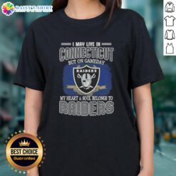 Raiders ladies tee showcasing pride for the team, perfect for game day in Connecticut. Stylish and comfortable design.