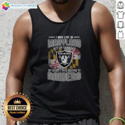 Raiders tank top showcasing team pride; perfect for game day in Maryland or any fan gathering.