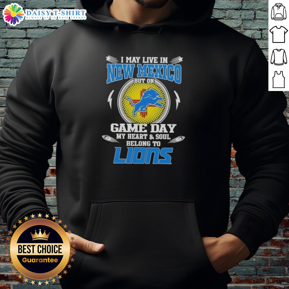 Alt Text: Detroit Lions hoodie worn by a fan in New Mexico, showing team pride on game day with vibrant colors and logo.