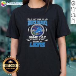 Detroit Lions ladies tee showcasing team spirit for game day, perfect for North Dakota fans celebrating their favorite NFL team.