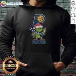 2025 Nice Indiana Pacers Christmas Grinch Santa Hat Holiday Hoodie, perfect for festive basketball fans.