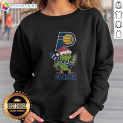 2025 Nice Indiana Pacers Christmas Grinch Santa Hat sweatshirt, perfect for holiday cheer and sports fans.