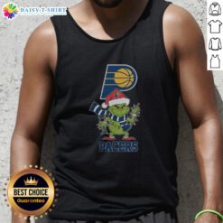 Nice Indiana Pacers Christmas Grinch Santa Hat holiday 2025 tank top design featuring festive colors and graphics.