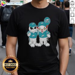 Jack Skellington and Clown It design on a Philadelphia Eagles Happy Halloween T-shirt for festive fans.