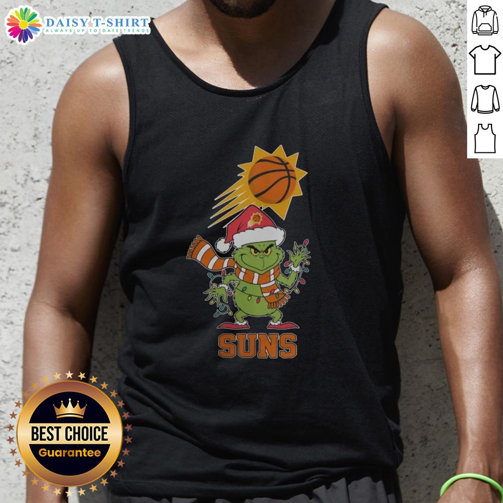 Phoenix Suns Christmas Grinch Santa Hat tank top for holiday 2025, perfect for festive fans and game day wear.