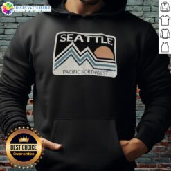 Cozy Nice Seattle Pacific Northwest hoodie showcased against a scenic backdrop of lush greenery and urban skyline.