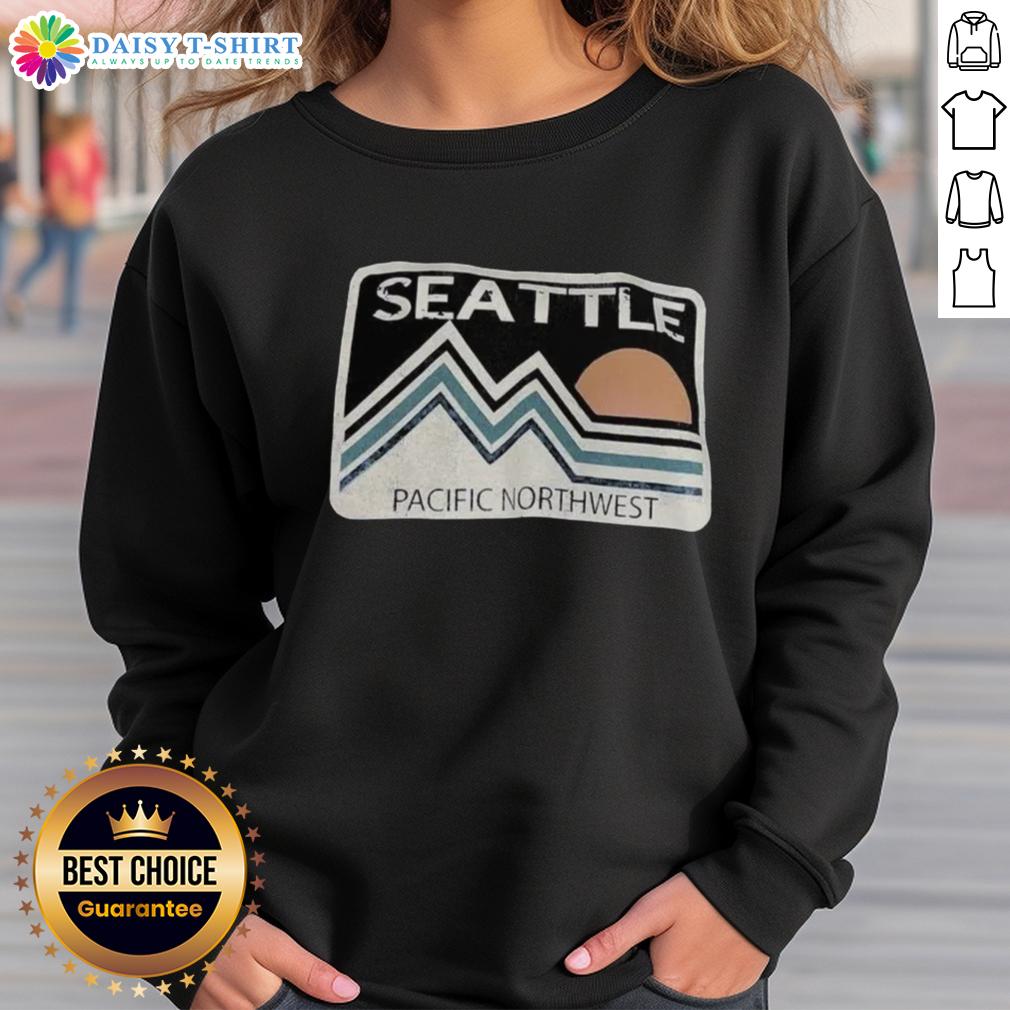 Cozy Nice Seattle Pacific Northwest sweatshirt showcasing iconic Seattle skyline and nature-inspired design.