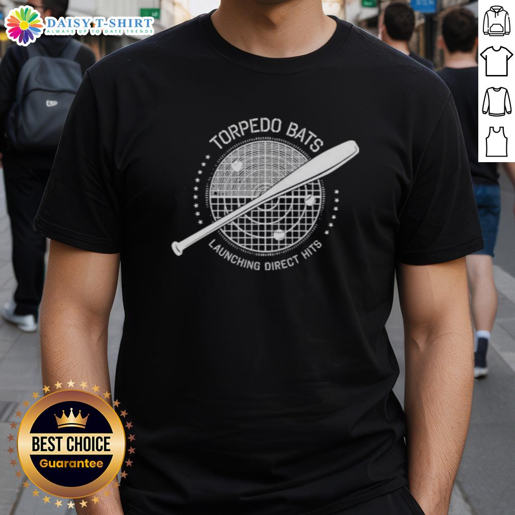 Nice Torpedo Bats launching direct hits on a baseball T-shirt design, perfect for baseball enthusiasts and fans.