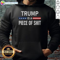 Nice Trump Is A Piece Of Shit 2025 Hoodie showcasing bold graphic design in vibrant colors for political statement enthusiasts.
