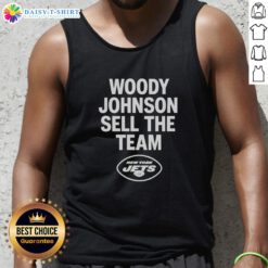 Nice Woody Johnson sells the team in New York Jets tank top, showcasing team pride and fan spirit.