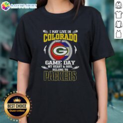 Green Bay Packers ladies tee, perfect for game day, showcasing pride for the team while living in Colorado.