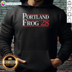 Official Portland Frog 2028 Hoodie featuring a vibrant frog design and cozy fit, perfect for fans and collectors.