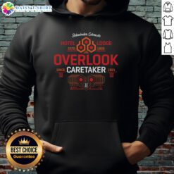 Official Shining Hotel Lodge hoodie, established 1909, showcasing its caretaker legacy since 1921, featuring classic design.