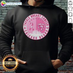 Official Tackle Breast Cancer Chicago Bears football skyline hoodie featuring team colors and logo, perfect for fans.