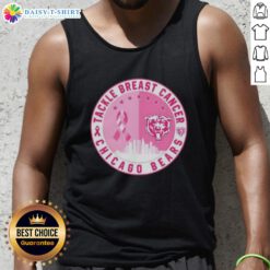 Official Tackle Breast Cancer Chicago Bears football skyline tank top featuring team colors and iconic city skyline design.