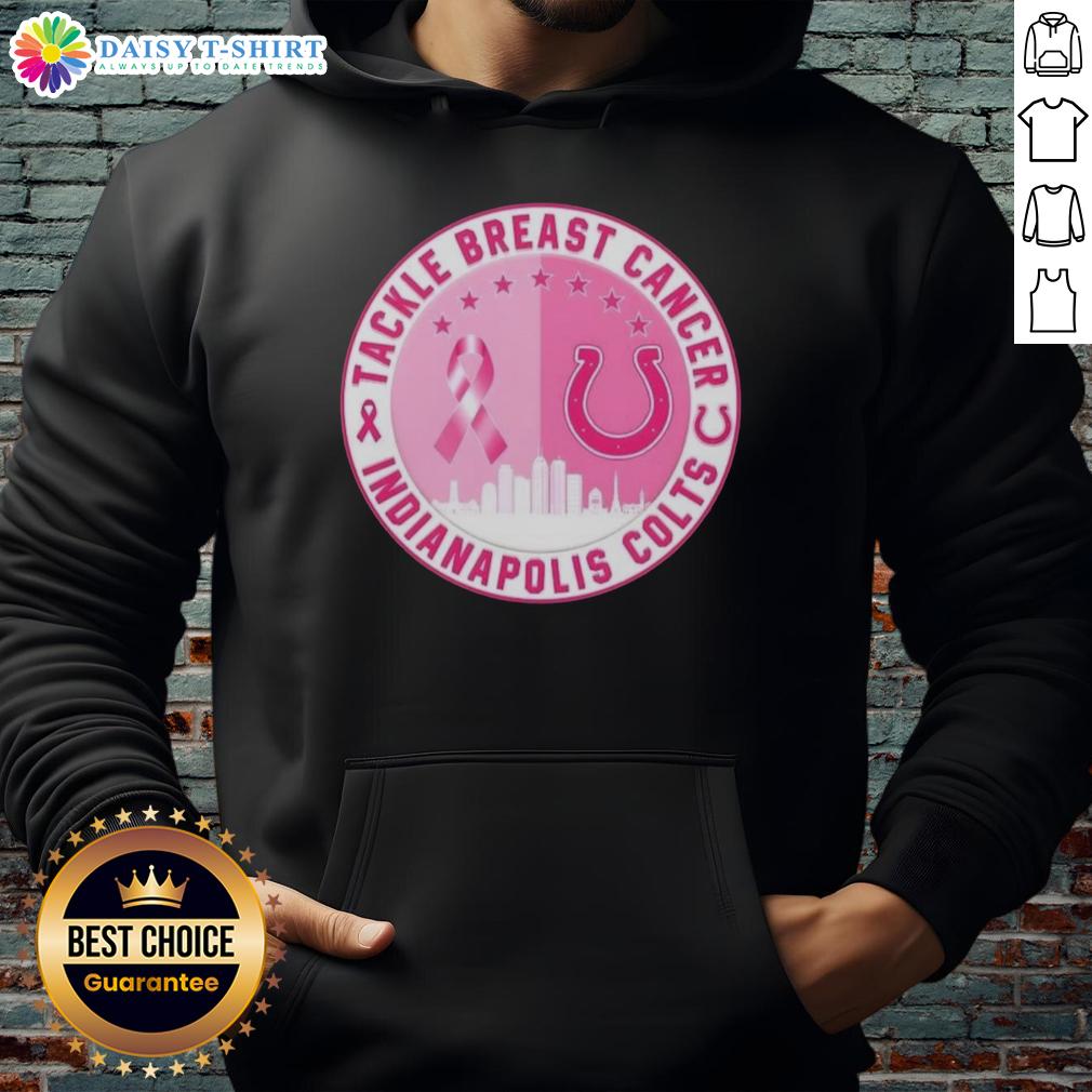 Official Tackle Breast Cancer Indianapolis Colts hoodie featuring a skyline design, perfect for fans supporting the cause.